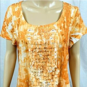 Chico's Blouse size 2 orange and white casual